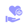 Hand holding heart and leaf icon.
