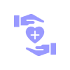 Hands holding heart with medical cross.