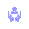 Person icon held by two hands.